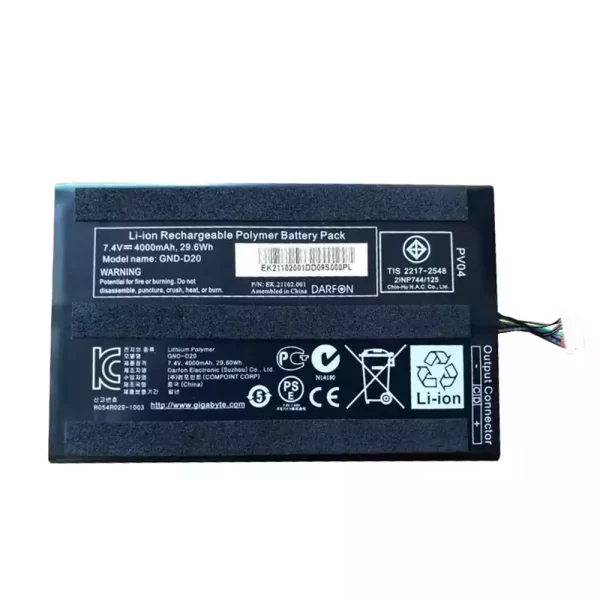 Original laptop battery for  GIGABYTE GND-D20