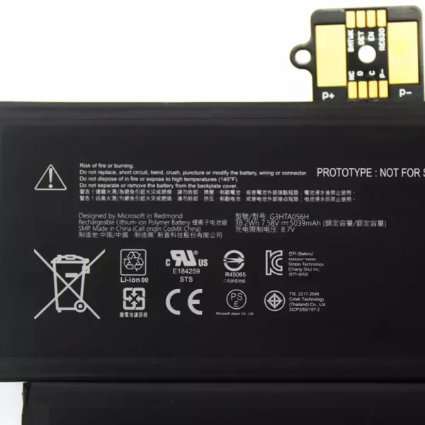 Original laptop battery for G3HTA056H,Microsoft Surface Pro X 1876 - Image 3