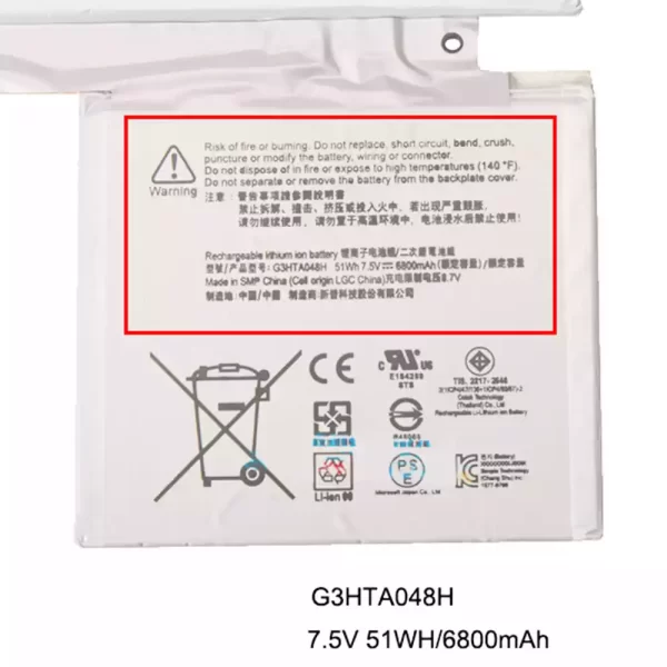 Original laptop battery for G3HTA048H,Microsoft Surface Book 2 1832 1834 - Image 3