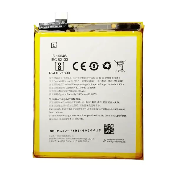 Original cell phone battery BLP637 for OnePlus 5,5T