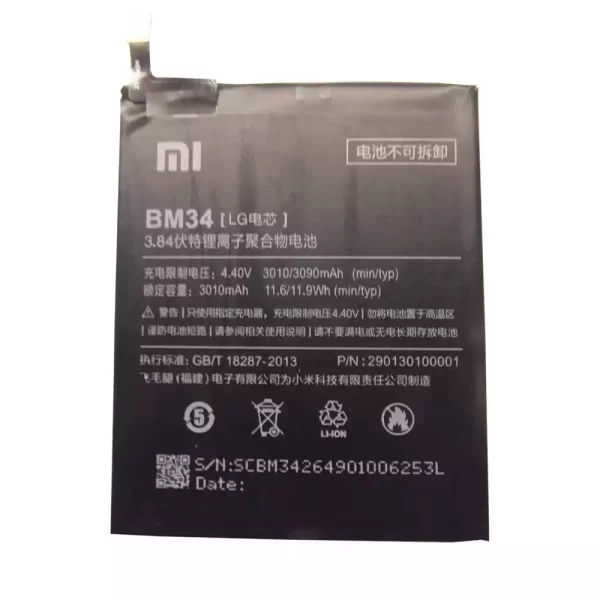 Original cell phone battery BM34 for Xiaomi Mi Note Pro