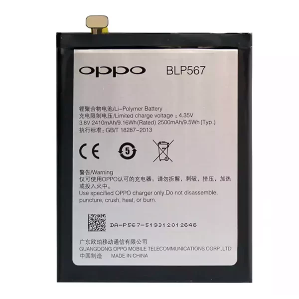 Original cell phone battery BLP567 for OPPO R8007,R829T,R1S