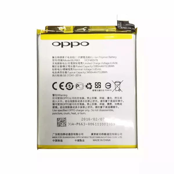 Original cell phone battery BLP663 for OPPO R15