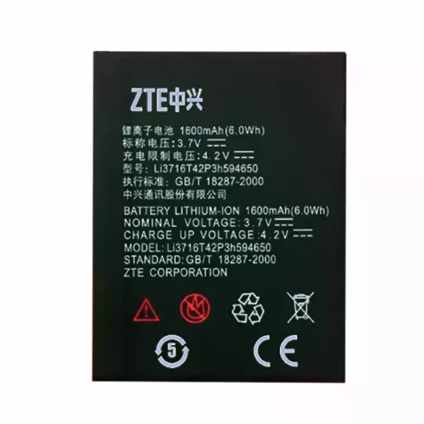 Original cell phone battery LI3716T42P3H594650 for ZTE U930,U970,u817,U807,V956,N818,u795+,N881E