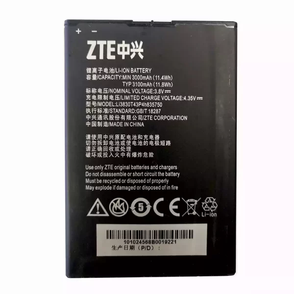 Original cell phone battery Li3830T43P4H835750 for ZTE Grand SII S2,S291