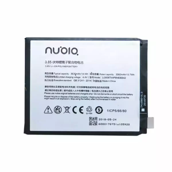 Original cell phone battery Li3936T44P6h836542 for Nubia M2,NX551J