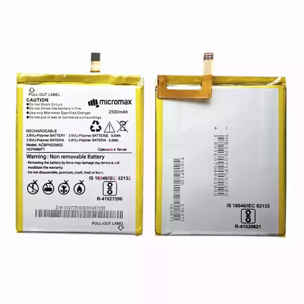 Original cell phone battery for Micromax ACBPN25M02