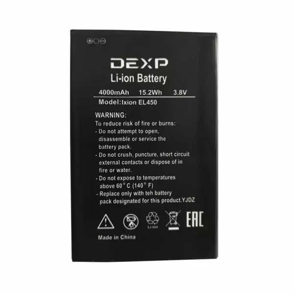 Original cell phone battery for DEXP Ixion EL450