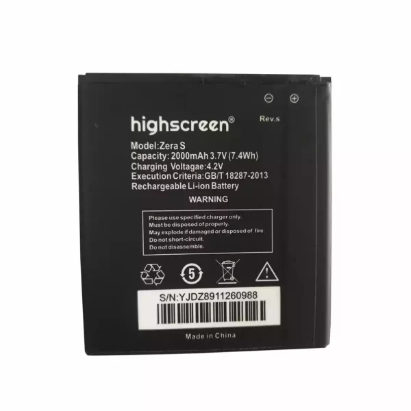 Original cell phone battery for Highscreen Zera S (Rev.s)