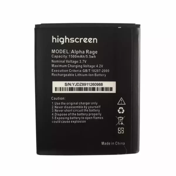 Original cell phone battery for Highscreen Alpha Rage