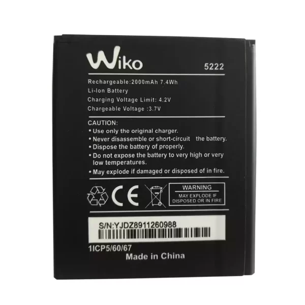 Original cell phone battery for Wiko 5222