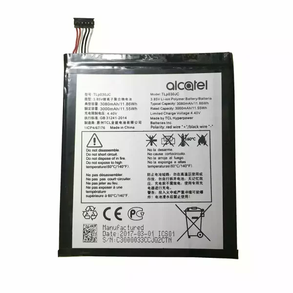 Original cell phone battery TLP030JC for Alcatel