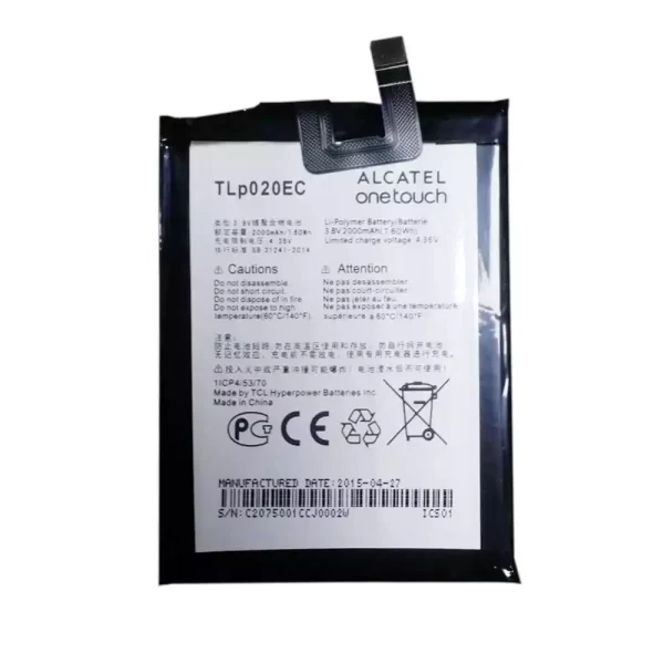 Original cell phone battery TLP020EC for Alcatel