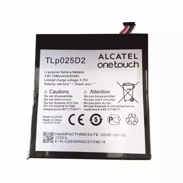 Original cell phone battery TLP025D2 for Alcatel