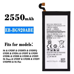 Replacement battery EB-BG920ABE for Samsung S6/S6 Duos/S6 Flat
