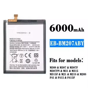 Replacement battery EB-BM207ABY for Samsung M30S/M21/M21S/F41
