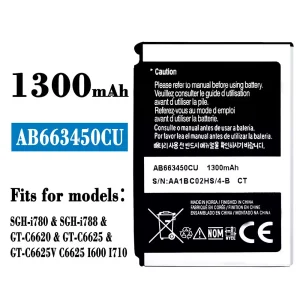 Replacement battery AB663450CU for Samsung SCH-i780/SCH-i788/FT-C6620/GT-C6625