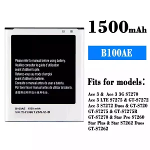 Replacement battery B100AE for Samsung Ace 3