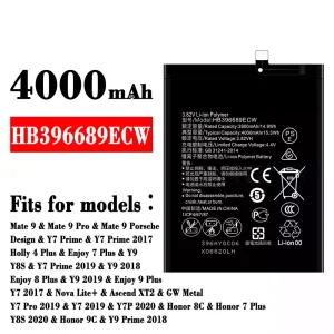 Replacement battery HB396689ECW for HUAWEI Mate 9 / Mate 9 Pro / Enjoy 7 Plus / Y9 / Y8S / Y9 2018 / Enjoy 8 Plus / Y9 2019 / Enjoy 9 Plus / Y7 2017 / Nova Lite+ /Y7 Pro 2019 / Y7 2019 / Y7P 2020 / Honor 8C / Honor 7 Plus/Y8S 2020 / Honor 9C /