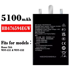 Replacement battery HB476594EGW for HUAWEI Honor X6A