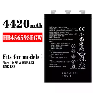 Replacement battery HB456593EGW for HUAWEI Nova 10 SE