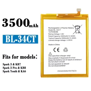 Replacement battery BL-34CT for Tecno Spark 3 / Spark 3 Pro / Spark Youth