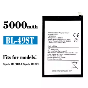 Replacement battery BL-49ST for Tecno Spark 10 pro / Spark 10 NFC