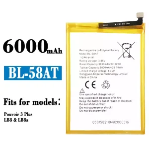 Replacement battery BL-58AT for Tecno Pouvoir 3 Plus