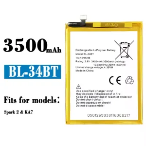 Replacement battery BL-34BT for Tecno KA7 / Spark 2