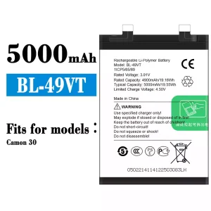 Replacement battery BL-49VT for Tecno Camon 30