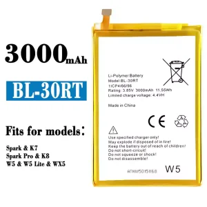 Replacement battery BL-30RT for Tecno Spark / K7 / Spark Pro / K8 / W5 / W5 Lite / WX5