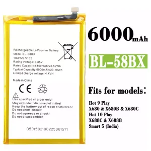 Replacement battery BL-58BX for Infinix Hot 9 Play /Hot 10 Play