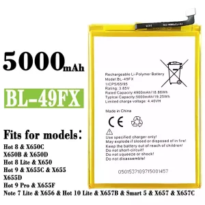 Replacement battery BL-49FX for Infinix Hot 8 /Hot 8 Lite / Hot 9 / Hot 9 Pro  / Note 7 Lite / Hot 10 Lite / Smart 5