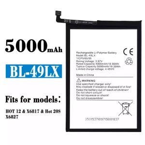 Replacement battery BL-49LX for Infinix Hot 12,Hot 20S