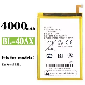Replacement battery BL-40AX for Infinix Hot Note