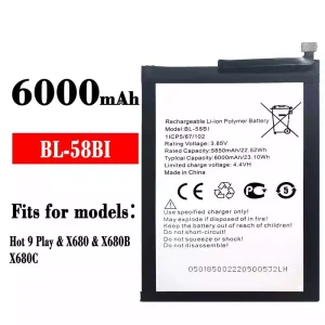 Replacement battery BL-58BI for ITEL Hot 9 play
