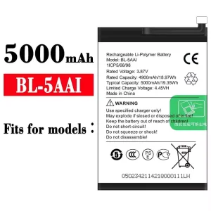Replacement battery BL-5AAI for ITEL