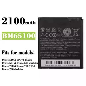 Replacement battery BM65100 for HTC Desire 510 / Desire 601