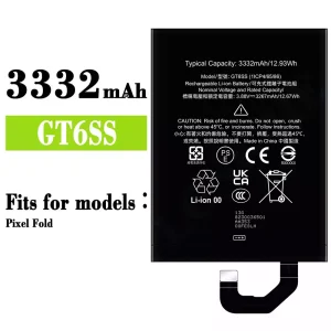 Replacement battery GT6SS for Google Pixel Fold