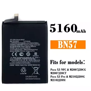 Replacement battery BN57 for Xiaomi Poco X3 NFC /Poco X3 Pro