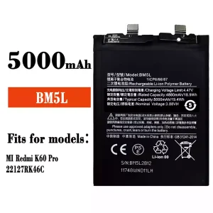 Replacement battery BM5L for Xiaomi Redmi K60 Pro