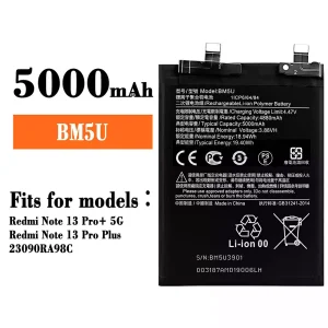 Replacement battery BM5U for Xiaomi Redmi Note 13 Pro+  / Redmi Note 13 Pro Plus