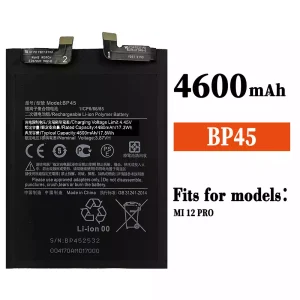 Replacement battery BP45 for Xiaomi MI 12 Pro