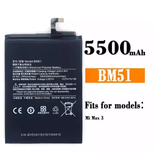 Replacement battery BM51 for Xiaomi Mi Max 3