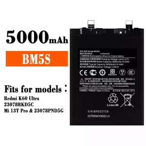 Replacement battery BM5S for Xiaomi Redmi K60 Ultra / Mi 13T Pro