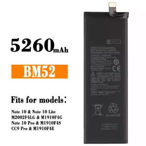 Replacement battery BM52 for Xiaomi Note 10,Note 10 Lite,Note 10 Pro / CC9 Pro
