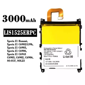 Replacement battery LIS1525ERPC for Sony Xperia Z1 Honami, Xperia Z1 C6902 C6903 C6906 C6943 SO-01F SOL23