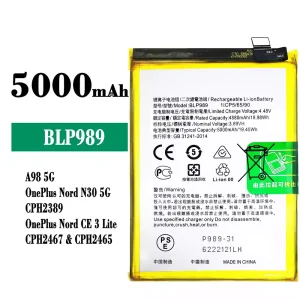 Replacement battery BLP989 for OPPO A98 5G /OnePlus Nord N30 5G /OnePlus Nord CE 3 Lite