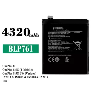 Replacement battery BLP761 for OPPO OnePlus 8