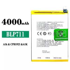 Replacement battery BLP711 for OPPO A1K